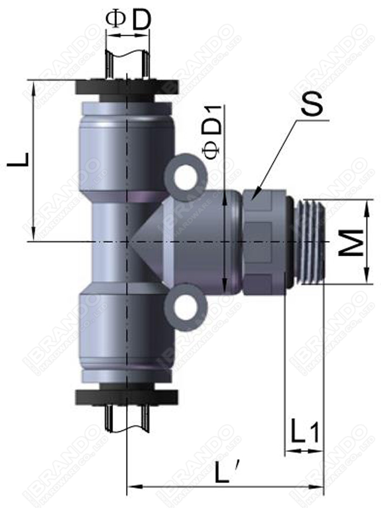 PT Male Branch Tee Pneumatic Quick Connect Coupling 1/8'' 1/4'' 3/8'' 1/2''