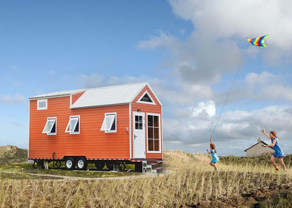 Mini Lightweight Prefabricated Tiny House Hotel Unit Orange Black Mobile House