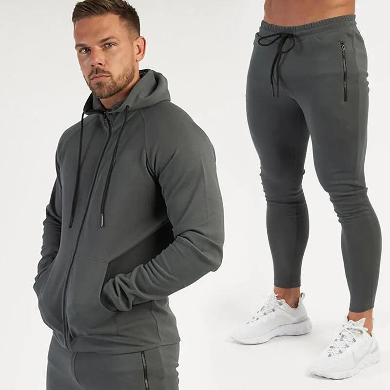 Outdoor Sport Gym Sets Men Sportswear Tracksuits Two Piece Set Hoodies Men&prime;s Fitness Suit