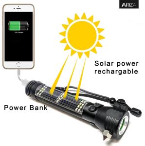 China 2000mAh 6hrs Solar Powered LED Flashlight 380lm For Escape Rescue factory