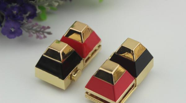 Top selling high end plating double color red and black metal turn lock for