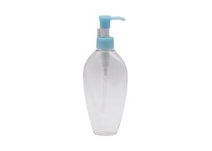 China 200ml White And Transparent Plastic Spray Lotion Bottle With Blue Pump factory