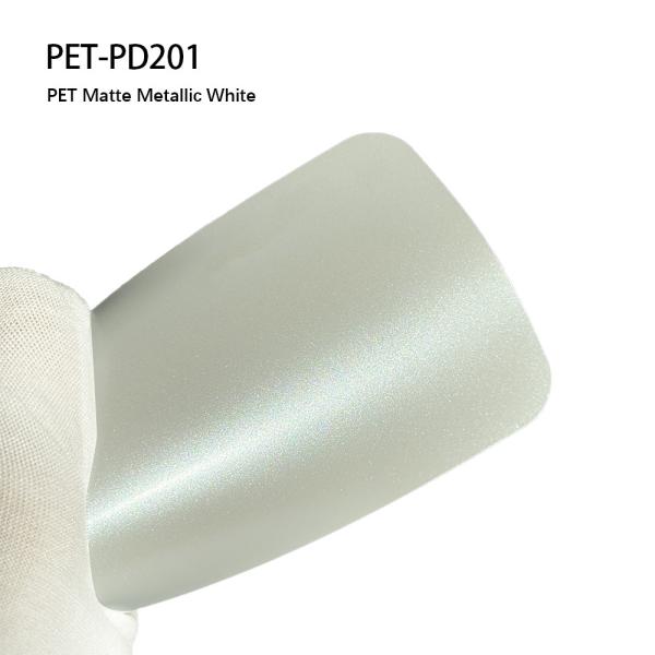 China PET-PD201 PET Metallic White Car Matte Wrap Film Vinyl PPF factory