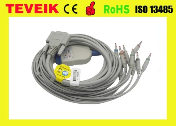 Banana 4.0 pulg Nihon Kohden One-piece 10 leads ECG/EKG Cable with DB 15pin for