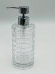 Clear Glass Bathroom Countertop Accessories with Big Checker Box Cotton Jar