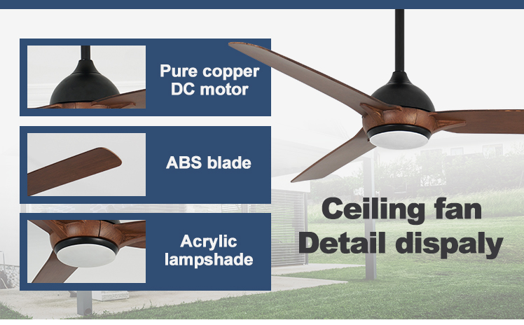 Energy Saving 1stshine LED Ceiling Fan 52 Inches 3 ABS Blades with Smart Remote Control