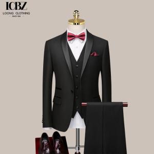 China Customized Logo Printing Groom's Suit Slim Business Casual Green Fruit Collar Jacket factory