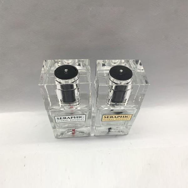 China clear Glass 25ml Luxury Perfume Bottles With Rectangle Arcylic Cap factory