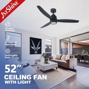 China Remote Control 220V 50HZ 5 Speed LED Ceiling Fan With 3 Wood Blades factory
