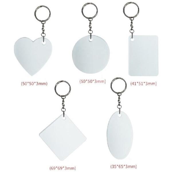 Custom Logo Double Sided Blank Sublimation Plastic Keychain For Sublimation