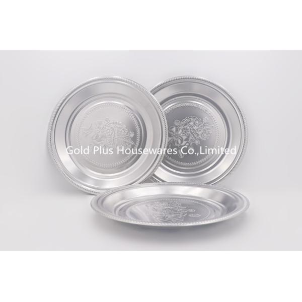 32cm Stainless Steel Dinner Plate Metal Polish Round Food Tray