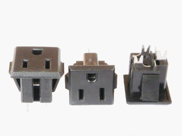 Plastic 3 Prong American Power Socket , Electrical Wall Outlet Standard