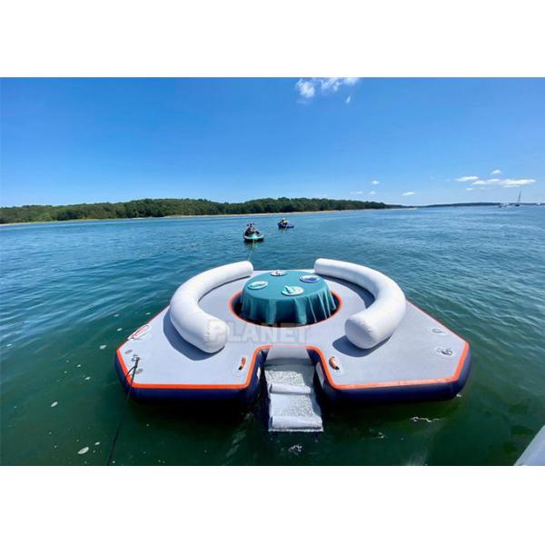 3.4x3.4m Floating Inflatable Docks Water Park Inflatable Resting Island With Shade Tent