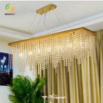 E14 Clothing Store Crystal Pendant Light Golden Metal Luxury
