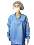 5mm Grid ESD Safe Clothing V Neck Long Sleeve Anti Static T Shirt And Pants