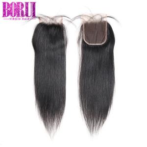 China Natrual Parting Brazilian Human Hair , Straight Lace Closure With Baby Hair factory