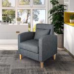 Single Sofa Living Room Armchair Modern Style Upholstered Fabric Solid Back