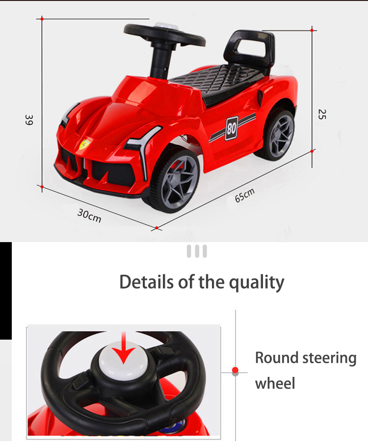 Music Switch Button One-Key Start-Stop Children's Scooter Balance Ride On Cute Swing Car