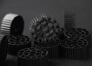China 25mm X 10mm Size Plastic Filter Media Virgin HDPE Material MBBR Bio Balls factory
