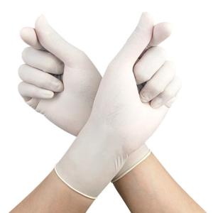 China Milky White 240mm Length Disposable Medical Latex Gloves Environmental factory