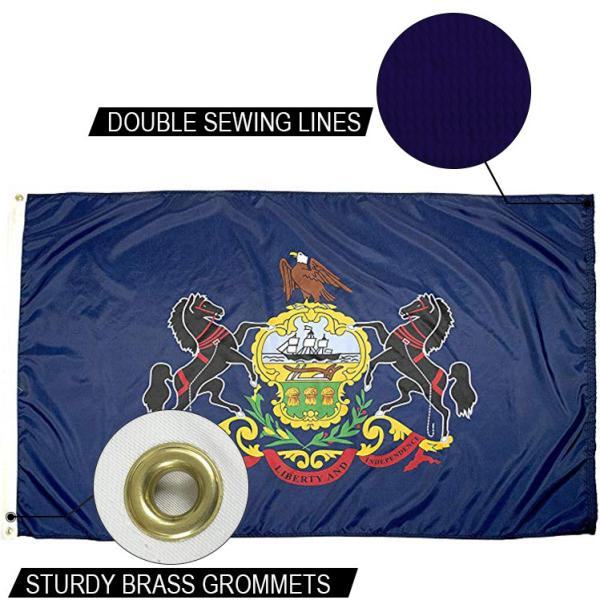 State of Pennsylvania Flag 3x5 ft Outdoor Heavy duty Dupont Nylon US Flags