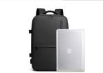 Smart USB Laptop Backpack Custom Logo 20L-39L Black / Grey For Men
