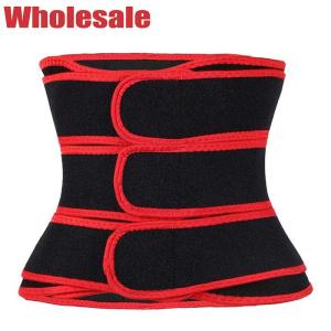 China Latex Free Waist Trainer With 3 Straps Red Stomach Slimmer Belt factory