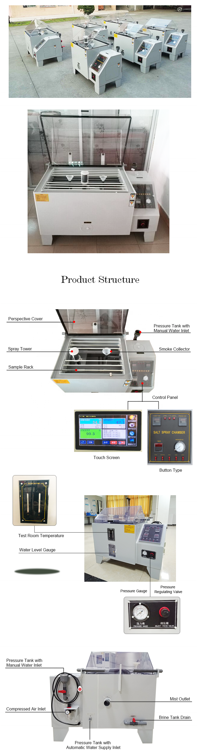 ASTM B117 Programmable Salt Spray Corrosion Test Cabinet Salt Fog Corrosion Test Machine