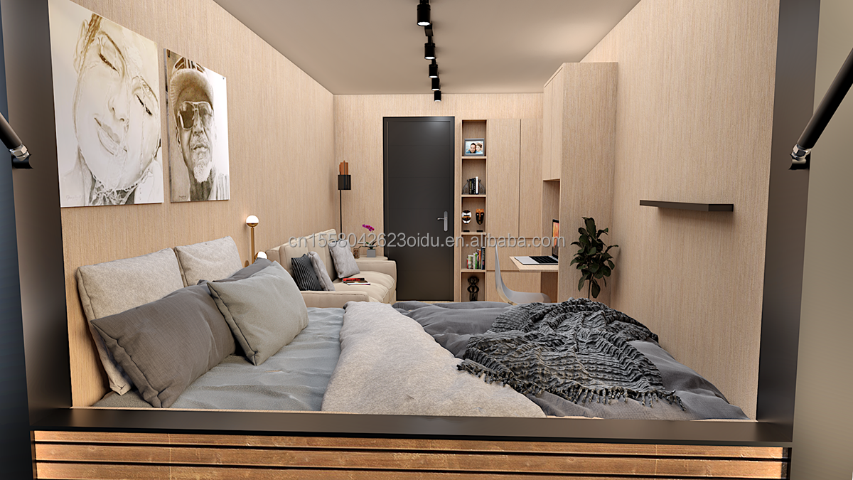 Two/Three Bedrooms One Bathroom Galvanized Steel Square Tubes Luxury Prefab Folding Container Homes for Garden Family
