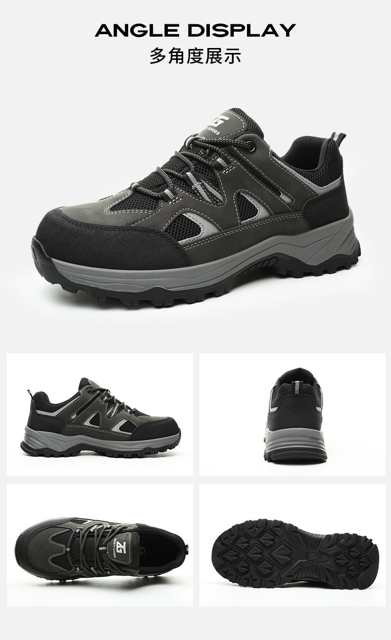 Kevlar Midsole Anti-stab Steel Toe Black Microfiber Flying Knit Work Shoes For Industrial Safety