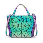 Fashion Geometry Ringer PU Leather Tote Bags Laser Color Changing