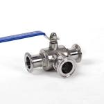 Stainless Steel 304 316 316L Casting Sanitary 3-Way Manual Ball Valve 1/2 Inch