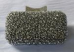 Women Black Beaded Rhinestone Evening Bags Sparkly For Webbing Party