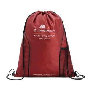 China Custom Printed 190T Nylon Red Gym Drawstring Packaging Bags factory