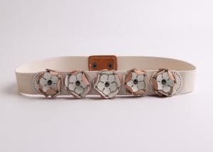 China Narrow Fancy Women'S Elastic Stretch Belts With Leather Flower Pattern factory