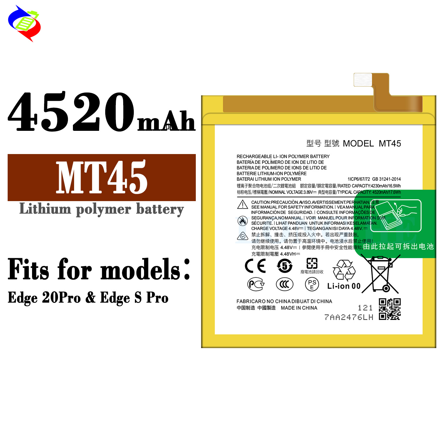 Coding MT45 OEM Mobile Phone Battery for Motorola Moto Edge 20 Pro Edge S Pro XT2153