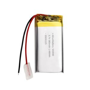 China Thin 3.7V 380mAh LiPo Battery Custom Li Ion Rechargeable Battery factory