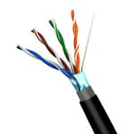 Black Network Shielded Cable Cat5e FTP Outdoor PE+PVC 24AWG 100% Copper 1000FT