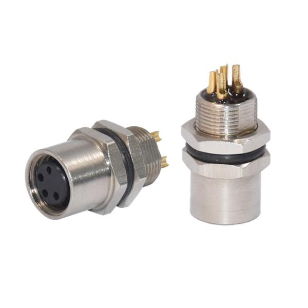 M8 IP67 Waterproof Male Metal Panel Mount Circular Soldering Connector 3 Pin 4 Pin Straight (IBEST)