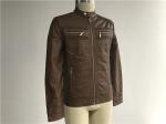 Tan Color Mens PU Jacket / Biker Coat With Metal Zip Through XS-XXL TW76239