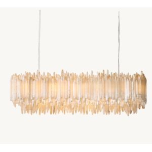China 100V - 277V Modern Linear Crystal Chandelier White Selenite Crystal Chandelier on sale