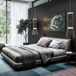 Button Design Modern Bedroom Furniture Sets King Size Luxury Bed Italian Style