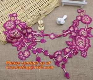 China Diy sewing accessories handmade embroidered peony Flower Patch 3D flower motif applique factory
