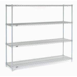 China Retail Store Storage Metal Wire Shelving , Four Tier Standing Display Rack With Wheels factory