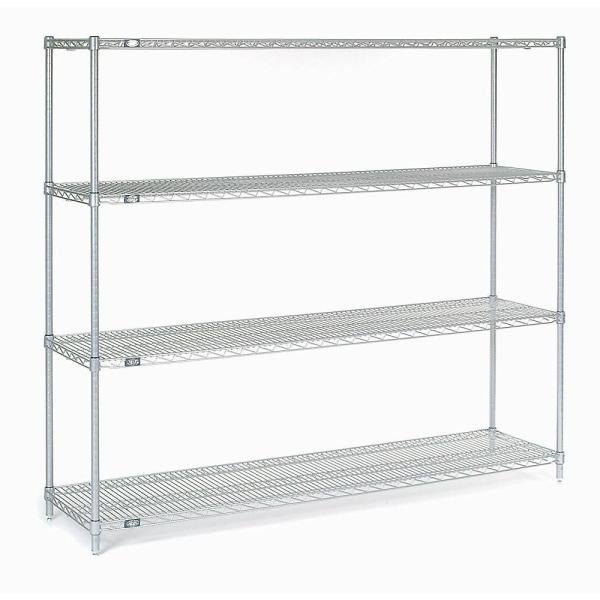 Retail Store Storage Metal Wire Shelving , Four Tier Standing Display Rack With
