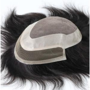 China Mens Toupee Hairpiece Fine Mono Hair System Replacement Poly Skin Around with lace front Men Wig factory