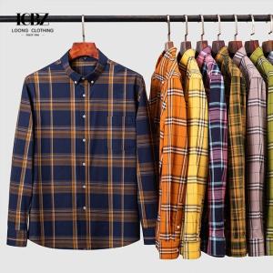 China Men's 100% Cotton Plaid Button Collar Shirts Versatile Cardigan Tops for Any Occasion factory