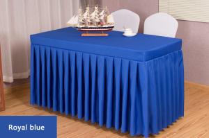 China blue Washable 100% Polyester Restaurant Table Skirt factory
