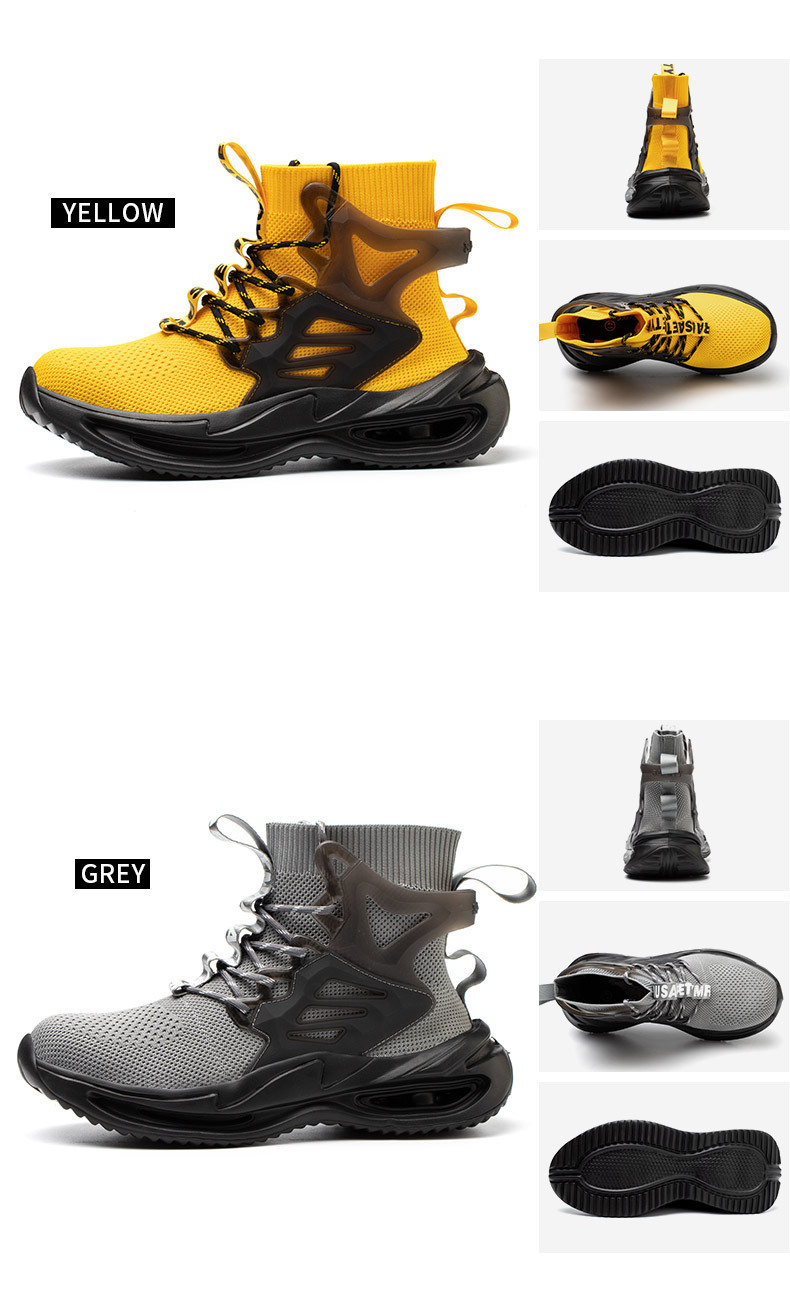 OEM Security Work Boots With Mid-cut Flying Knit Safety Boots And European Standard Steel Toe