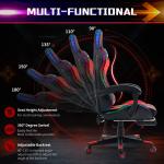 Height Adjustable Armrest RGB LED Gaming Chair with Massage Swivel Style and